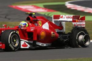 La posteriore sinistra di Massa dopo lo scoppio dello pneumatico (fonte immagine: formula1.com)